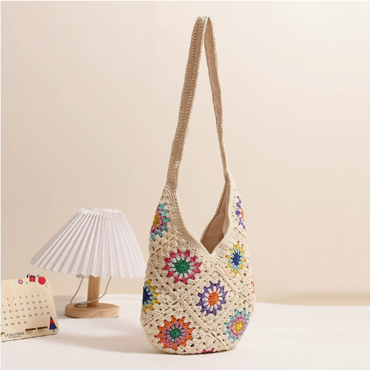 Sunburst Meadow Crochet Shoulder Bag