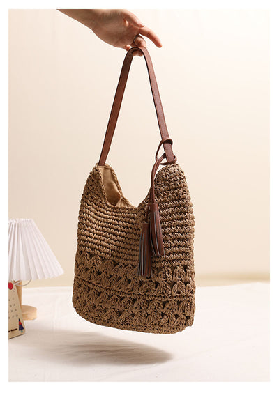 Elena Woven Tassel Shoulder Bag