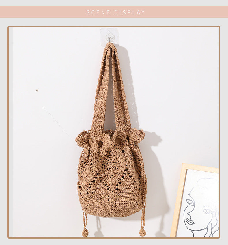 Isla Drawstring Crochet Tote