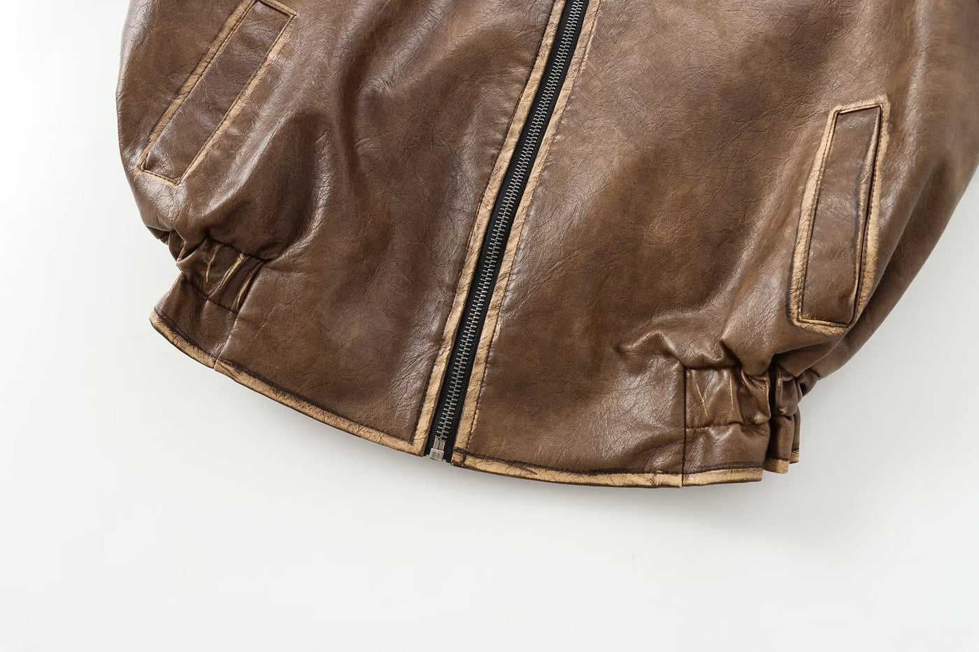 Indefer Vintage Leather Bomber Jacket