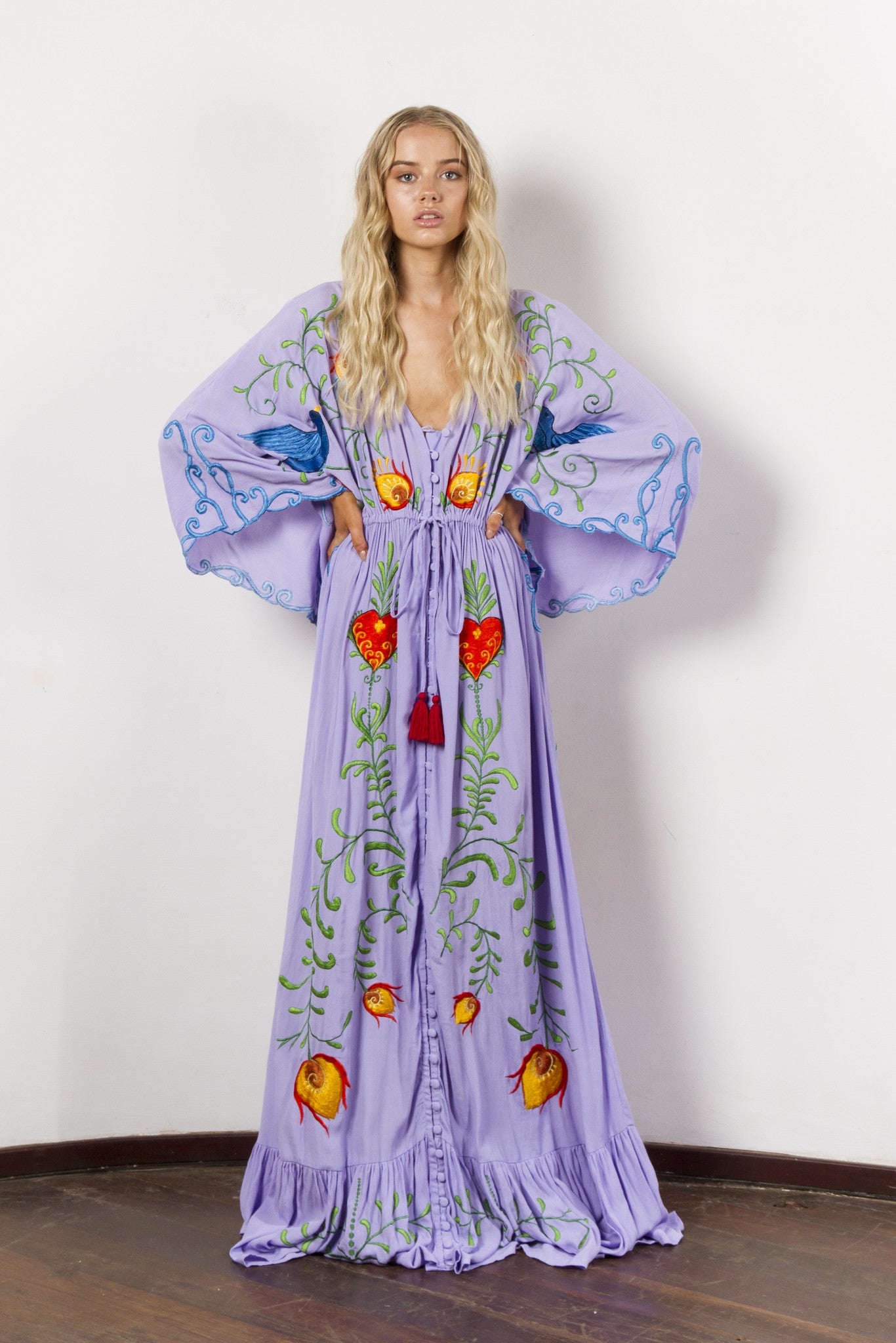 Isla Hand-Embroidered Maxi Dress