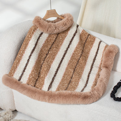 Celeste Striped Faux Fur Cape