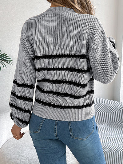 Elsie Striped Knit Pocket Sweater