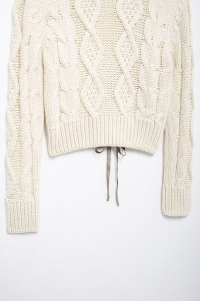 Isabella Open-Back Cable Knit Sweater