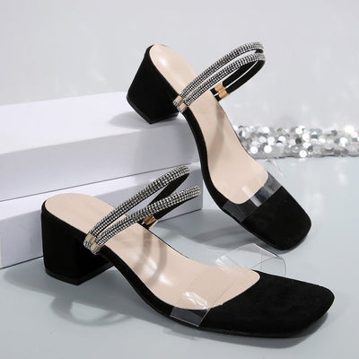 Indira Crystal Strap Block Heels