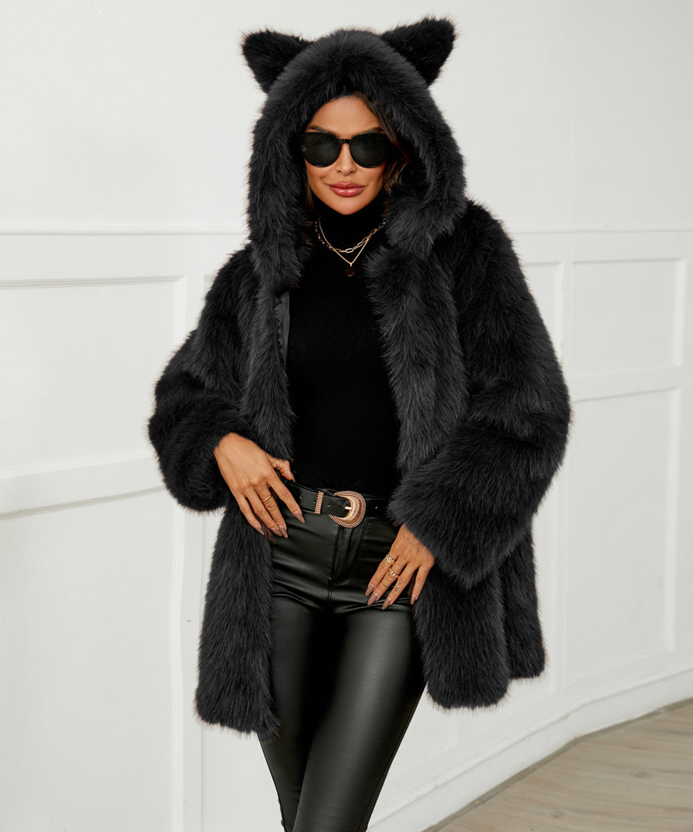 Luna Faux Fur Cat-Ear Coat