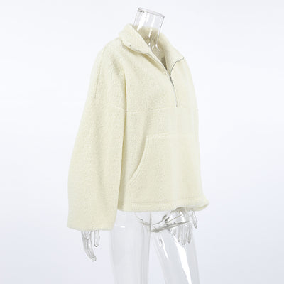 Luna Sherpa Quarter-Zip Teddy Pullover