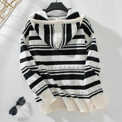 Audrey Striped Knit Hoodie