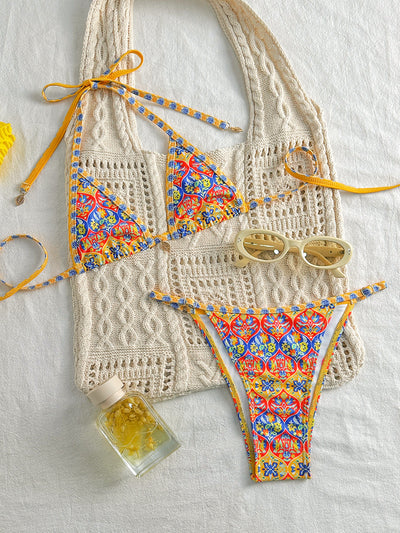 Mediterranean Muse 'Sofia' Tile-Print Micro Bikini