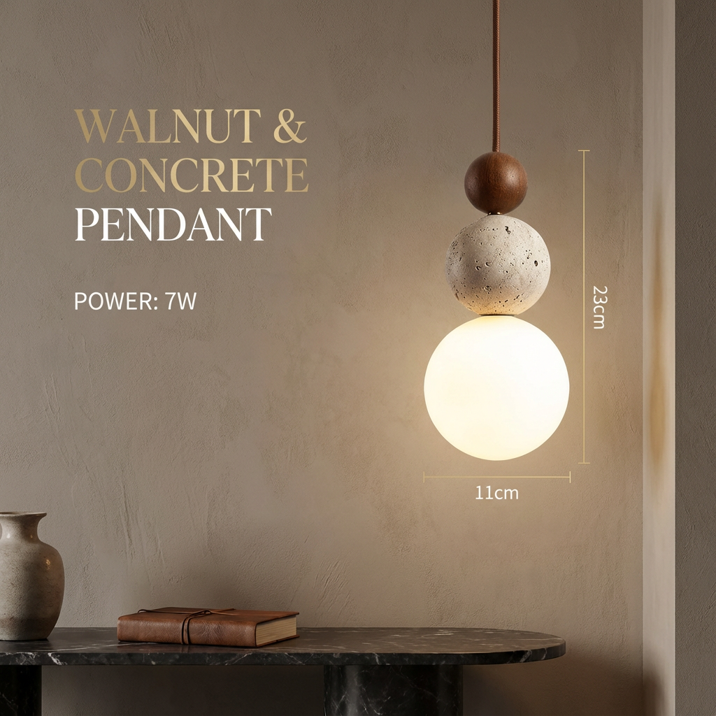 Wood & Stone Orb Pendant