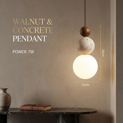 Wood & Stone Orb Pendant