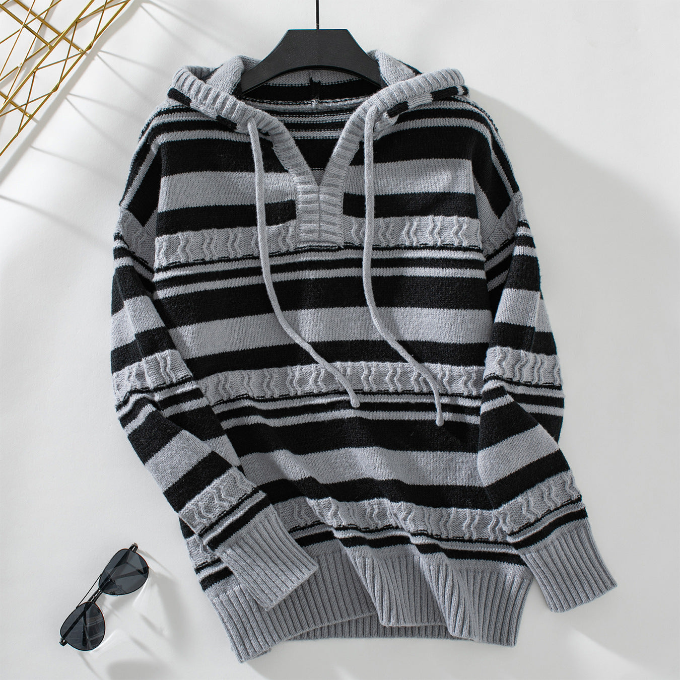 Audrey Striped Knit Hoodie