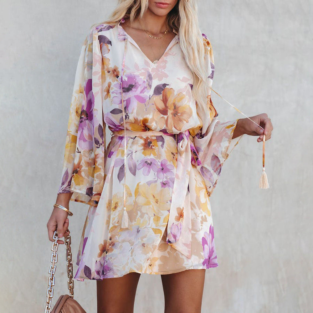 Aurora Floral Chiffon Mini Dress