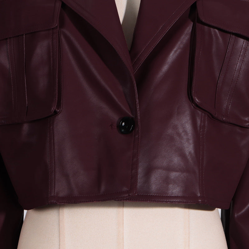 Serena Cropped Faux Leather Jacket