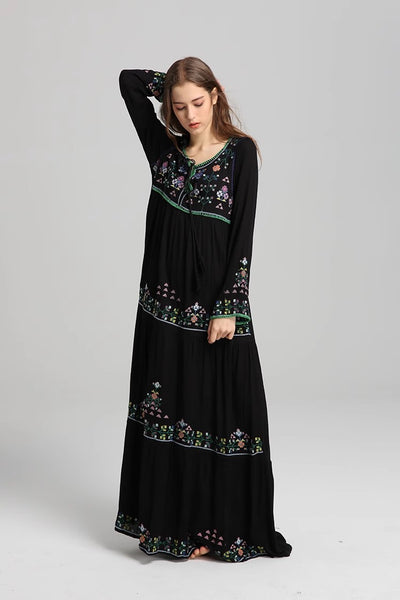 Luna Boho Embroidered Maxi Dress