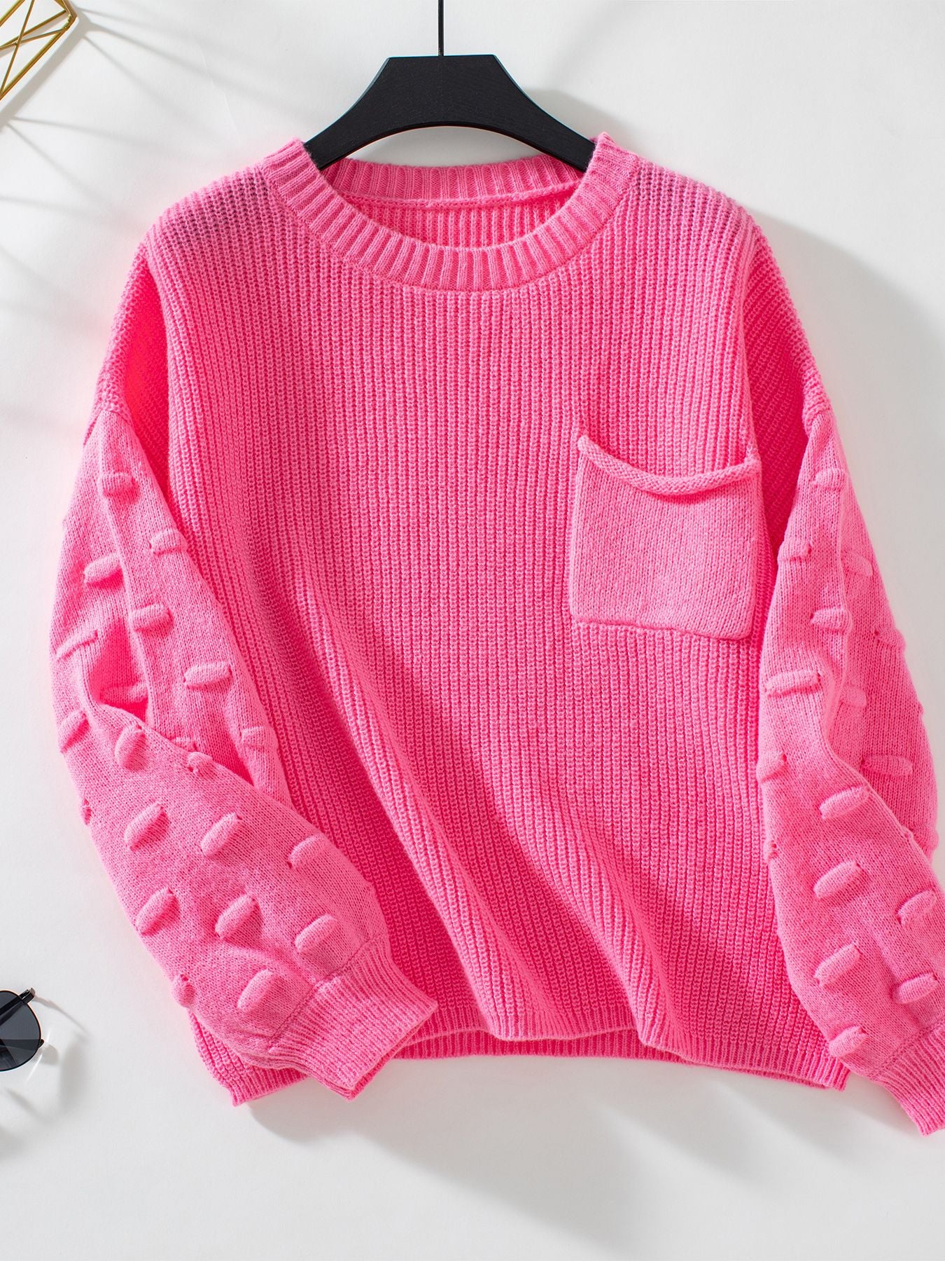 Rosalind Knit Bubble-Sleeve Sweater