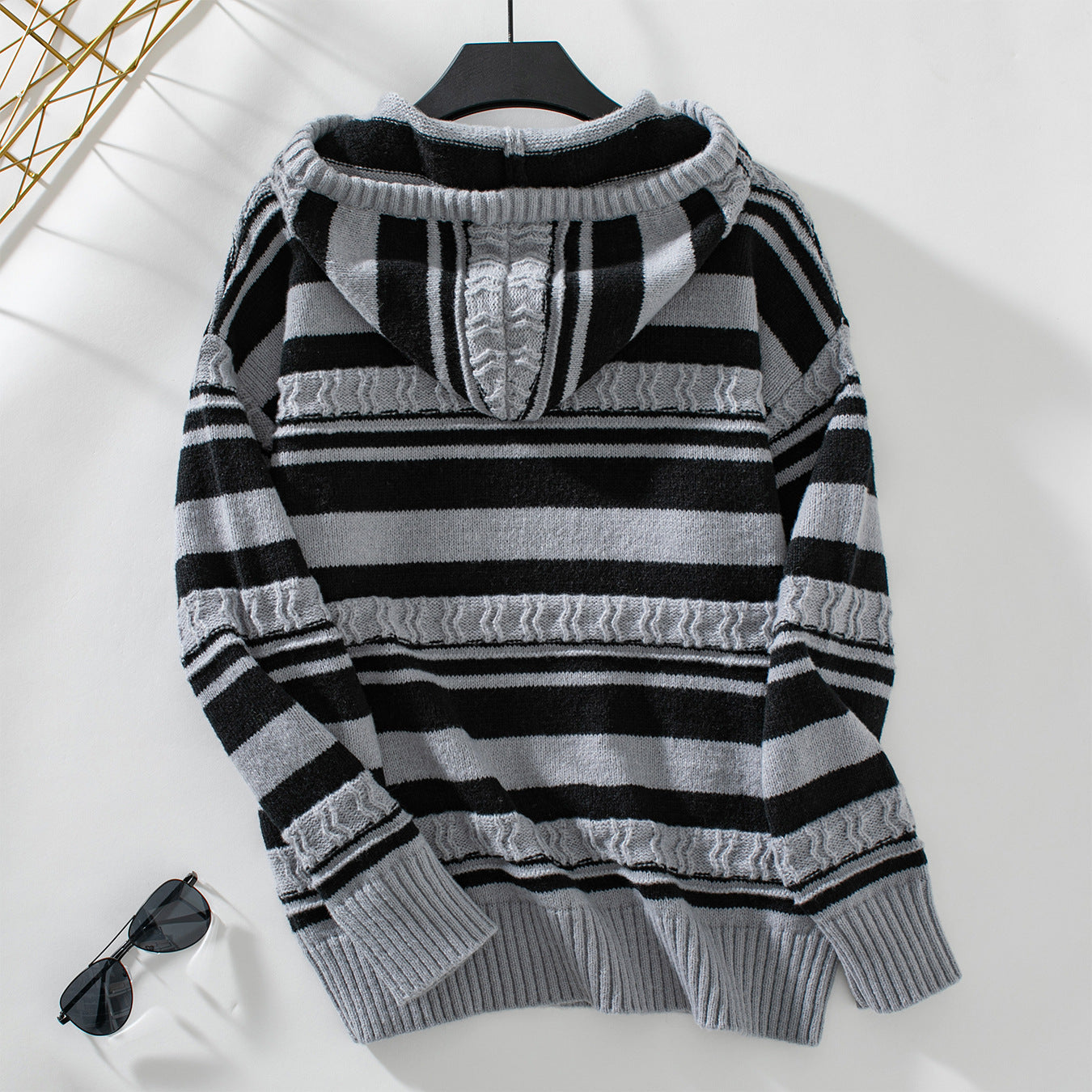 Audrey Striped Knit Hoodie