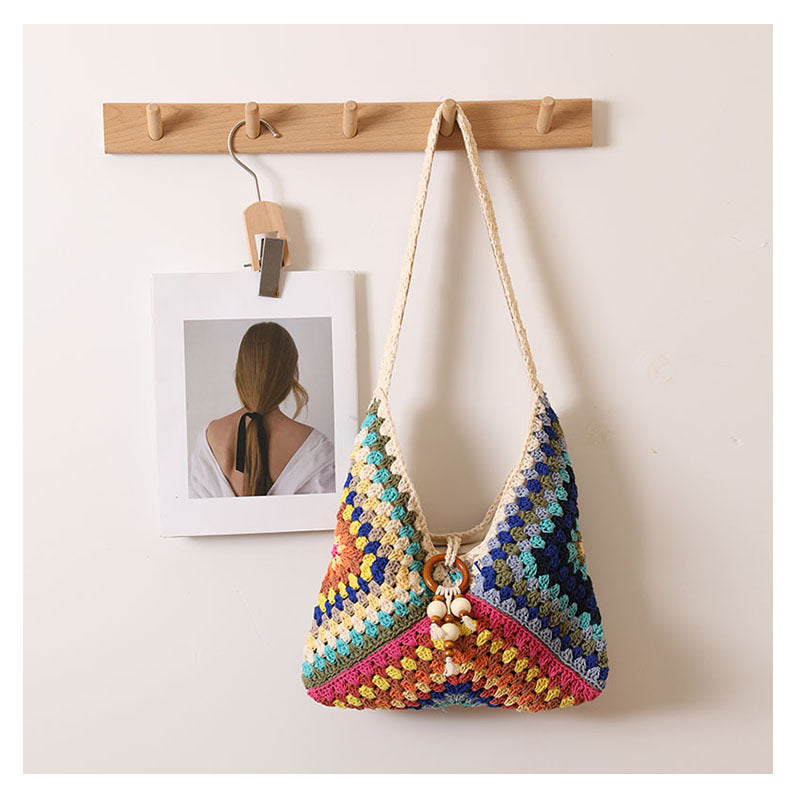 Lucia Rainbow Crochet Shoulder Bag