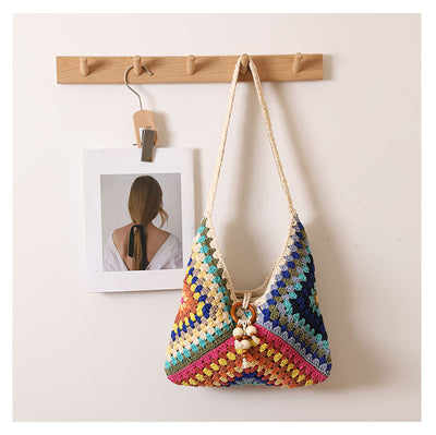Lucia Rainbow Crochet Shoulder Bag