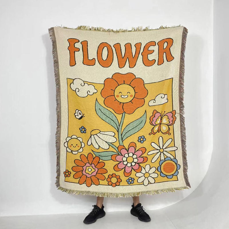 Groovy Flower Woven Blanket