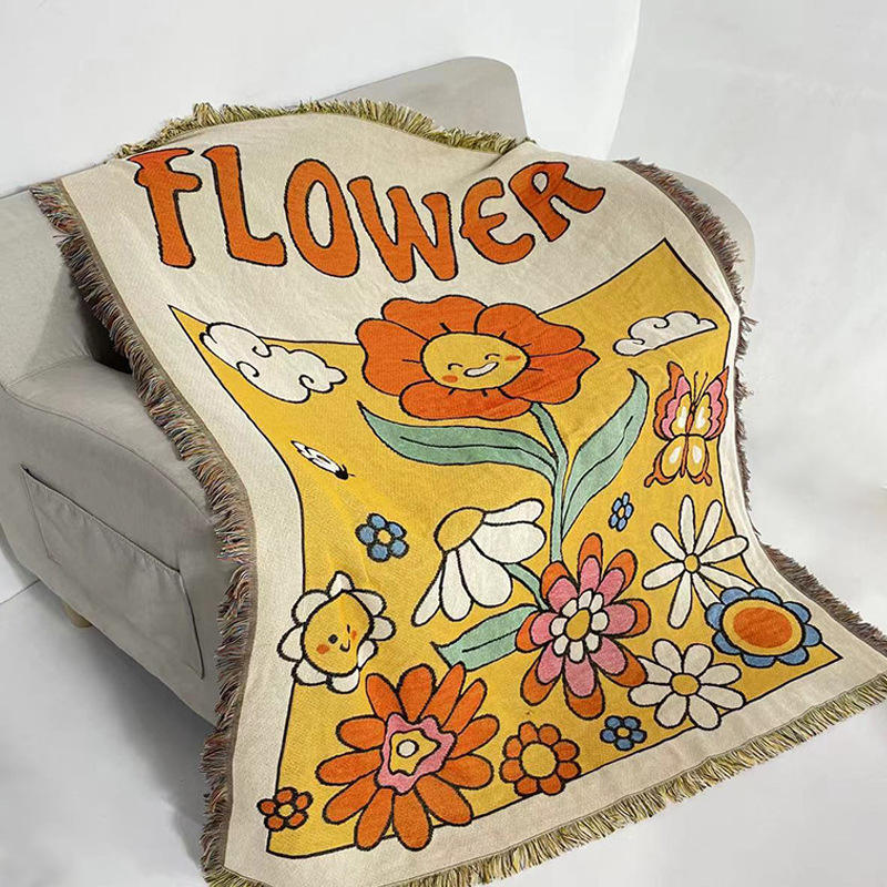 Groovy Flower Woven Blanket