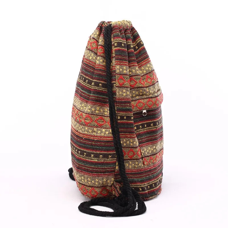 Tribal Pattern Canvas Drawstring Backpack