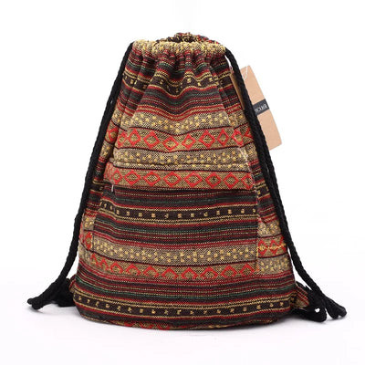 Tribal Pattern Canvas Drawstring Backpack