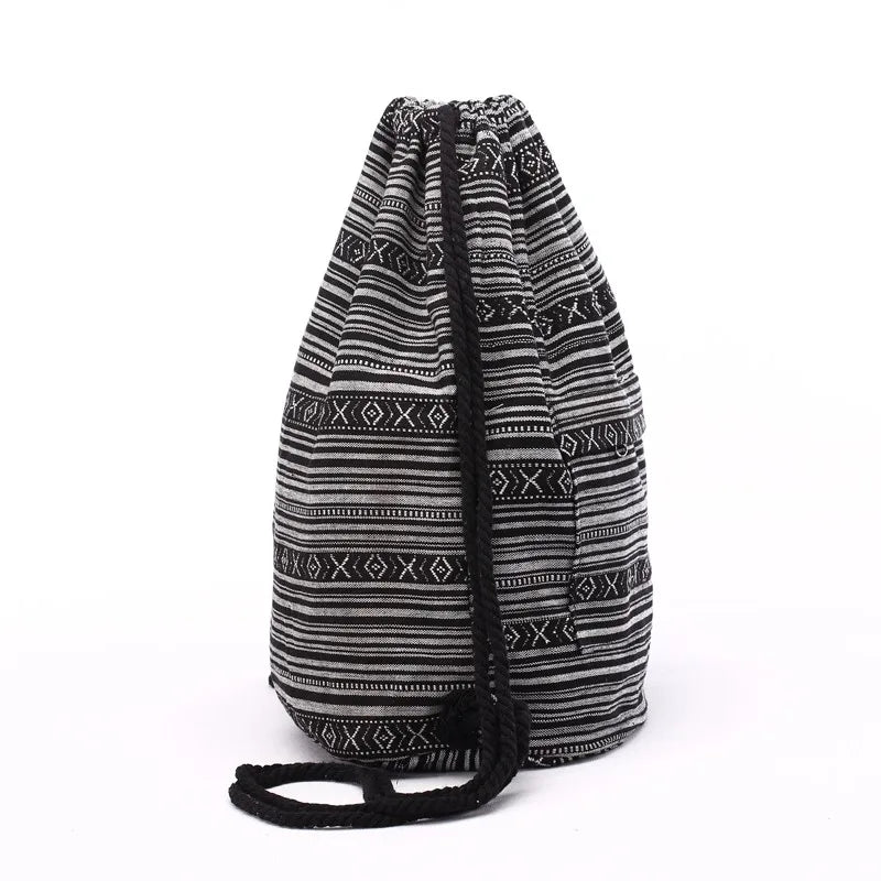 Tribal Pattern Canvas Drawstring Backpack