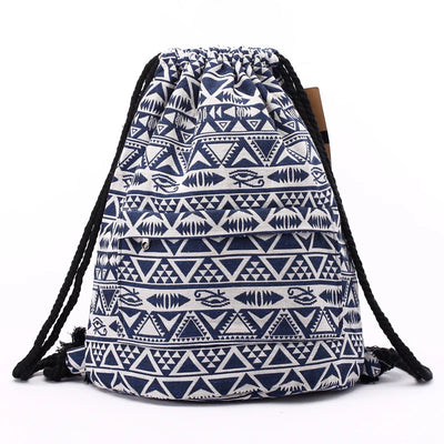 Tribal Pattern Canvas Drawstring Backpack