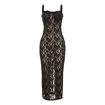 Ellecee Lace Overlay Body Maxi Dress