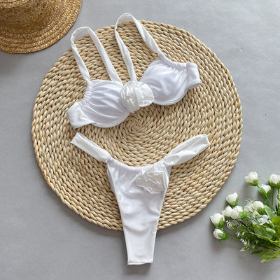 White Rose Bikini Set