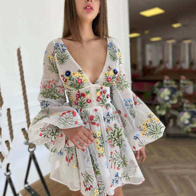 Maris Embroidered Mini Dress