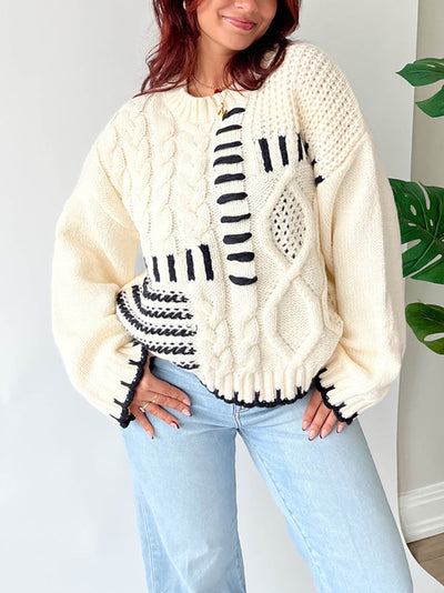 Geometric Patch Knit Sweater