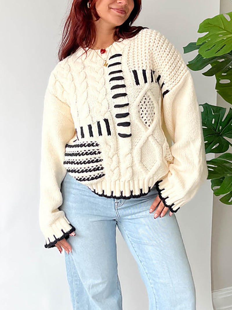 Geometric Patch Knit Sweater