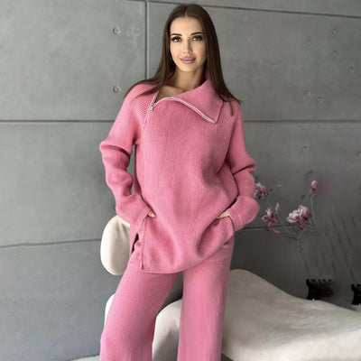 Winter Whisper Asymmetrical Sweater & Pants Set