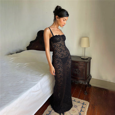 Ellecee Lace Overlay Body Maxi Dress