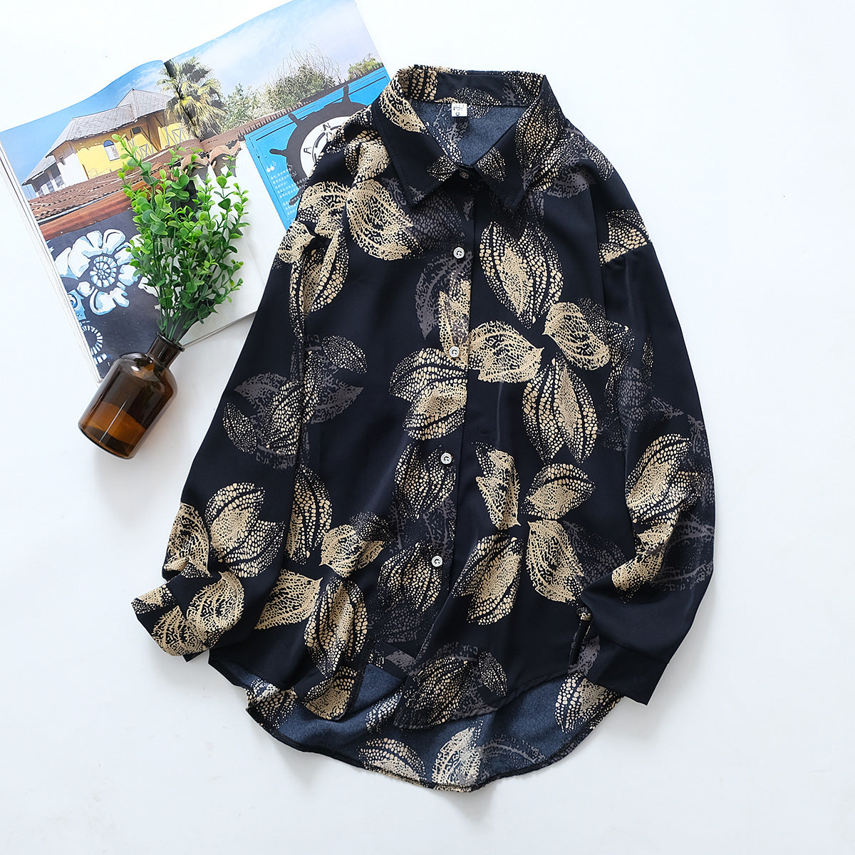 Aurora Midnight Leaf Blouse