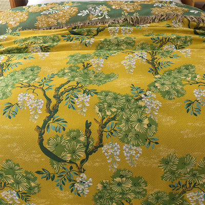 Golden Grove Floral Woven Bed Throw