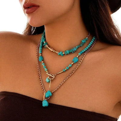 Turquoise Layered Statement Necklace