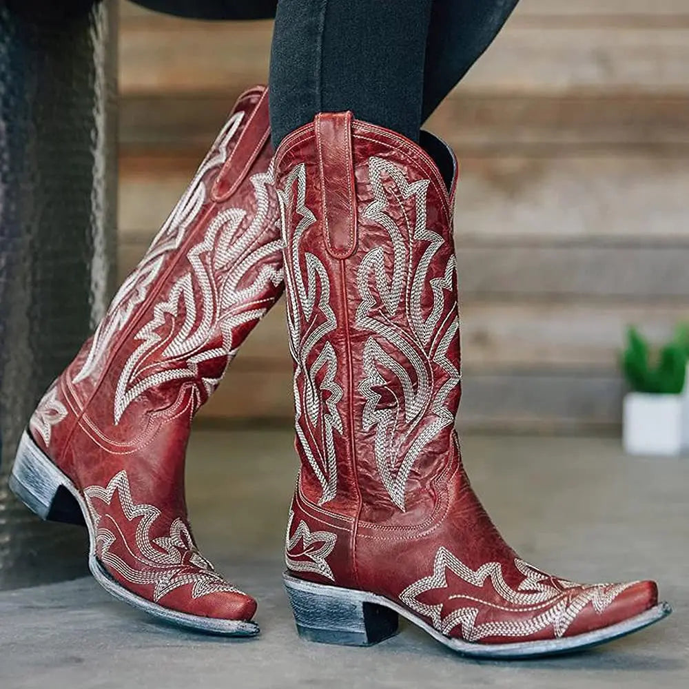 Classic High-Rise Western Cowboy Boots