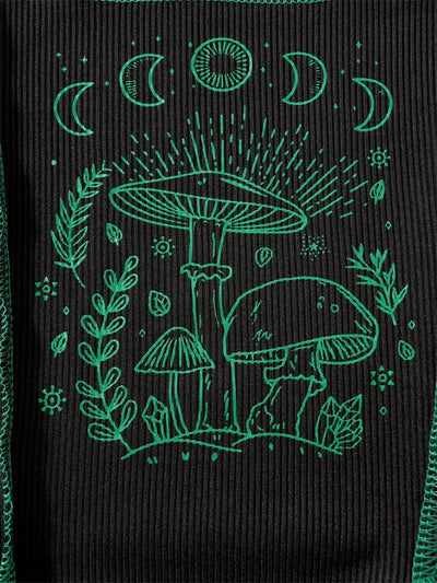 Boho Mushroom Print Cropped Tank Top