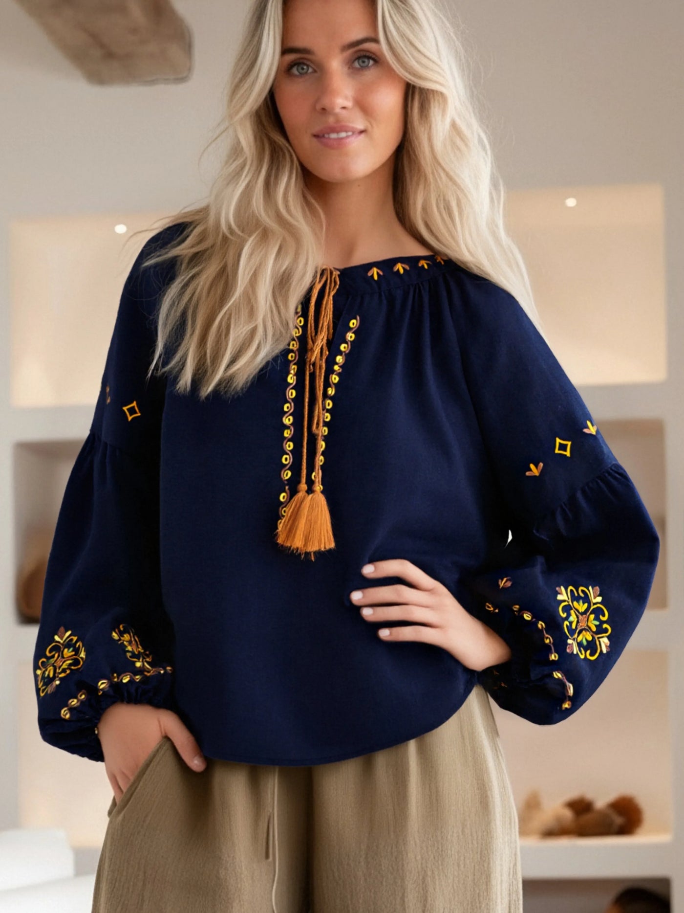 Tierra Boho Embroidered Blouse