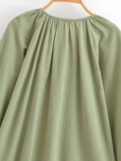 Selene Sage Embroidered Blouse