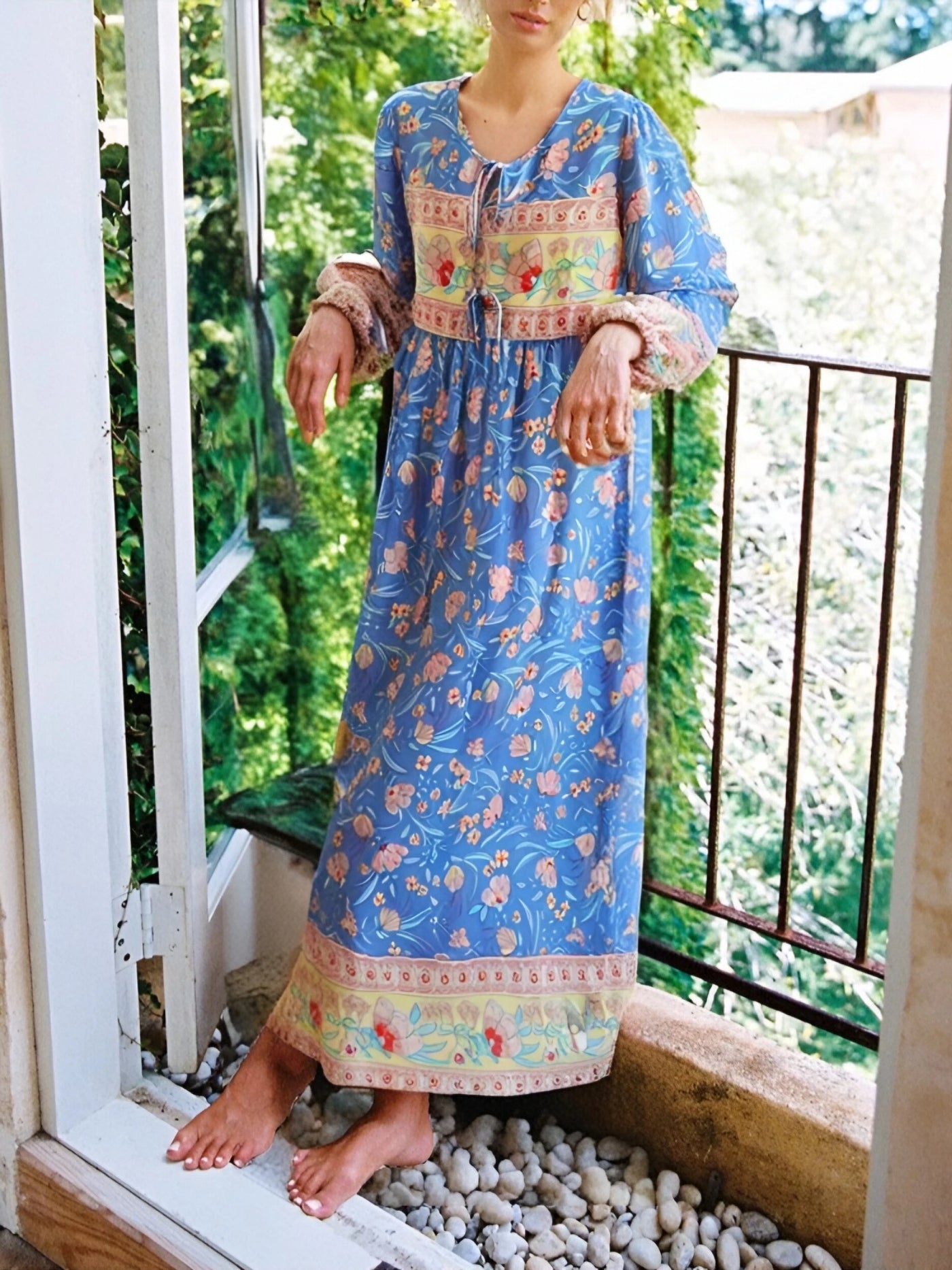 Moonlit Garden Long Sleeve Maxi Dress