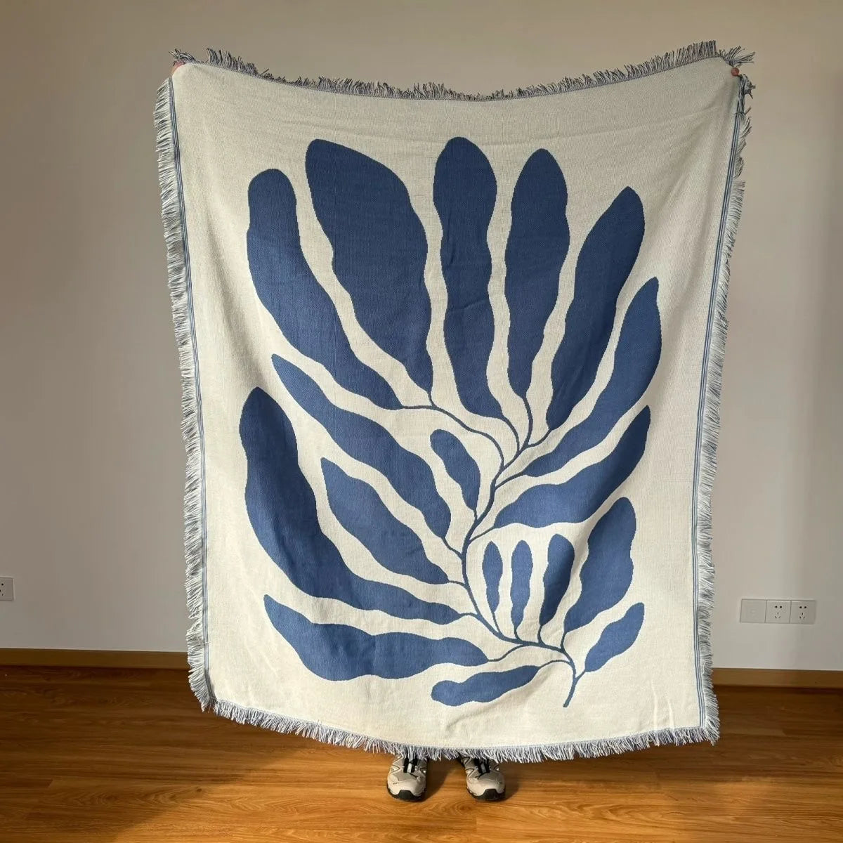 Blue Botanical Woven Throw