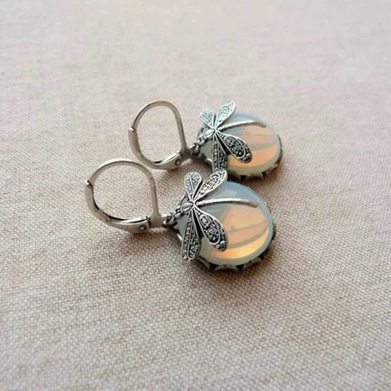 Dragonfly Garden Hoop Earrings