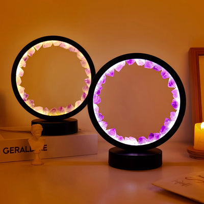 Raw Crystal Disc Lamp