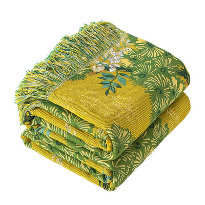 Golden Grove Floral Woven Bed Throw