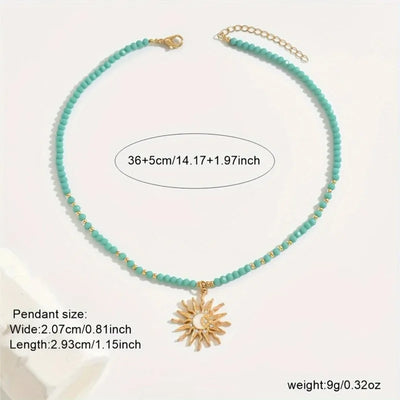 Sun Charm Beaded Choker