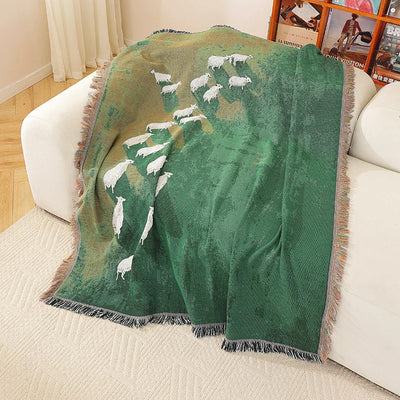 “Wandering Flock” Pastoral Woven Throw